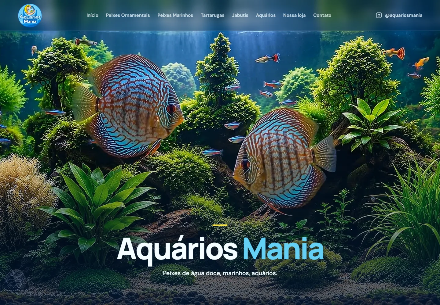 Prévia da página inicial da Aquários Mania